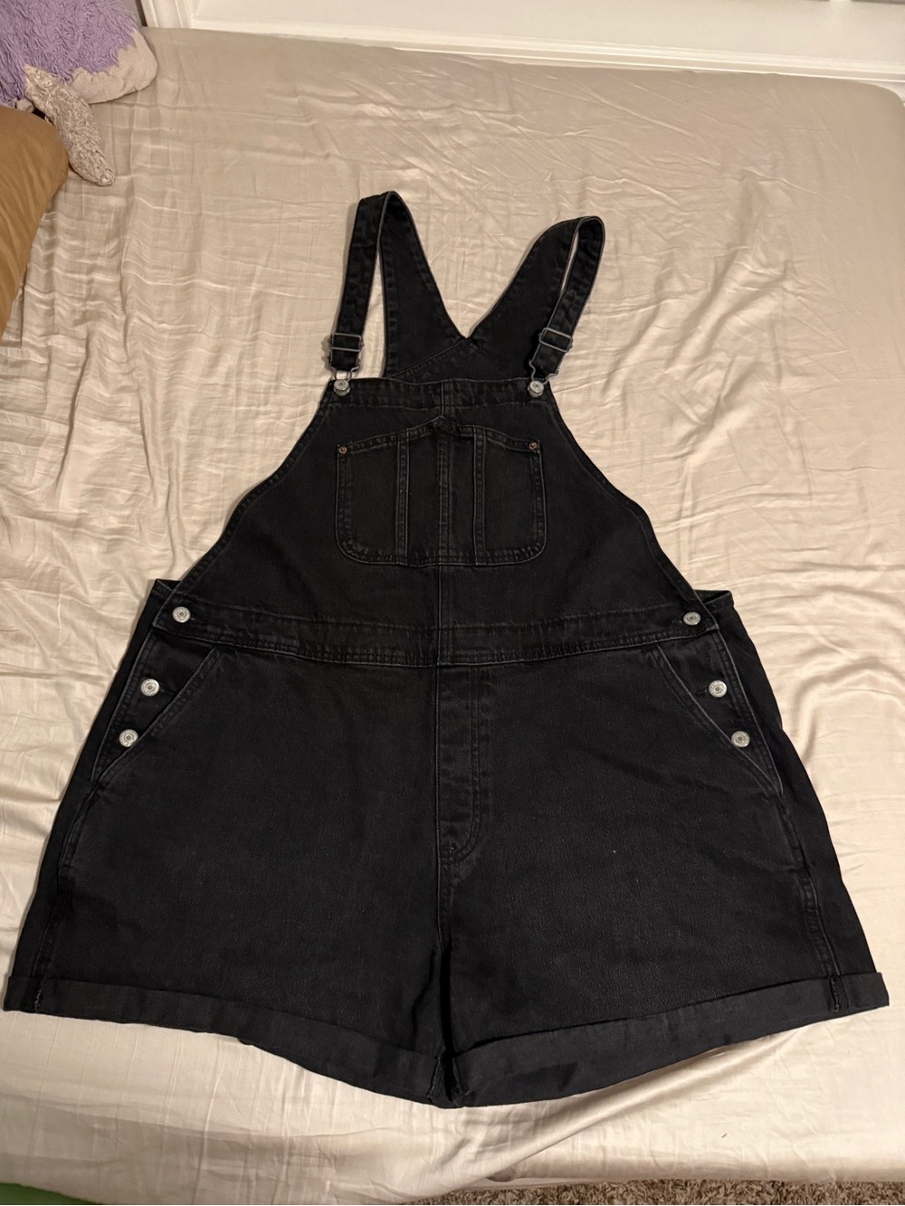 Old Navy Black Denim Short Overalls - Women